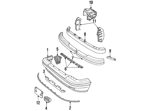 1991 Mercury Capri Bumper Cover, Front Diagram for E9JY17D957A