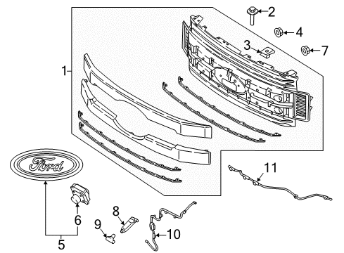 2019 Ford F-250 Super Duty Grille & Components Diagram 1 - Thumbnail