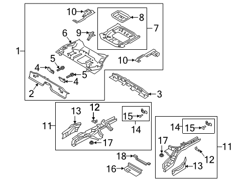 2020 Ford Escape Rear Rail Assembly Side Bracket, Passenger Side Diagram for LX6Z-2082-A