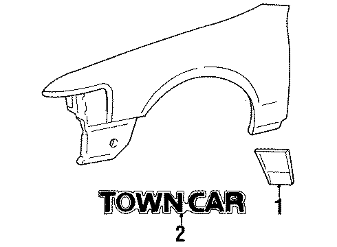 2002 Lincoln Town Car Nameplate, Gold Diagram for F8VZ-16098-EA