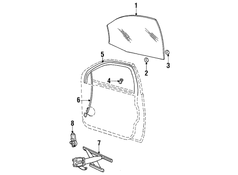 1998 Ford Taurus Front Door - Glass & Hardware Diagram