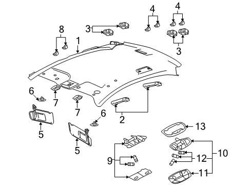 2008 Mercury Sable Interior Trim - Roof Diagram