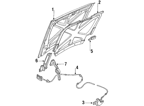 1990 Ford F-150 Hood & Components Diagram