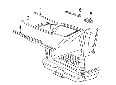 1999 Ford Explorer Exterior Trim - Lift Gate Diagram