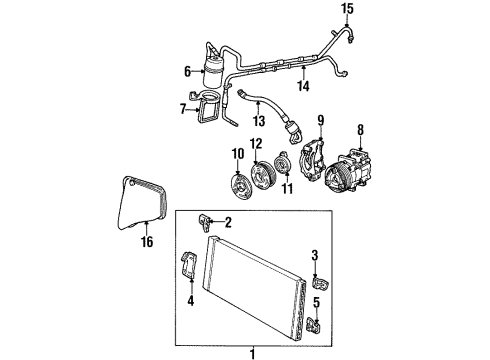 1999 Ford Taurus A/C Condenser, Compressor & Lines Diagram 2 - Thumbnail