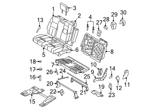 2008 Mercury Mountaineer Rear Seat Components Diagram 2 - Thumbnail