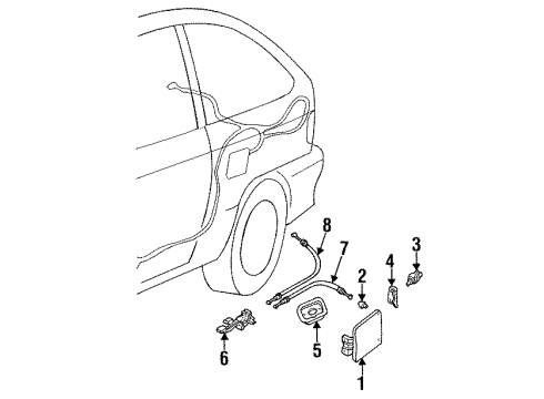 1995 Ford Aspire Fuel Door Diagram for F4BZ58405A26A