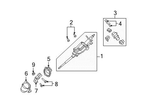 2011 Mercury Mariner Steering Column & Wheel, Steering Gear & Linkage Diagram 3 - Thumbnail