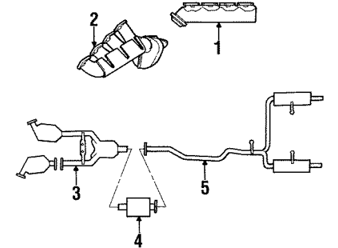 1998 Lincoln Mark VIII Catalytic Converter, Driver Side Diagram for F7LZ-5G232-AA
