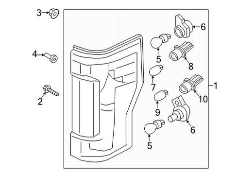 2022 Ford F-350 Super Duty Tail Lamp, Rear Passenger Side Diagram for LC3Z-13404-C