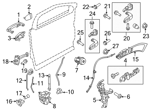 2015 Ford Police Interceptor Utility Front Door - Lock & Hardware Diagram
