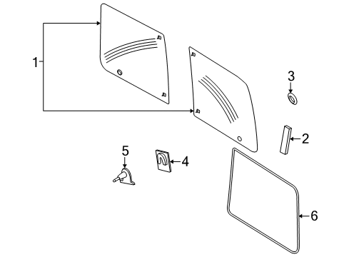 2012 Ford Transit Connect Back Door - Glass & Hardware Diagram