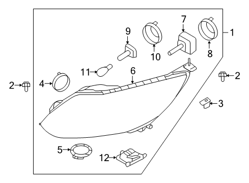 2014 Ford Focus Headlamp Assembly, Black, Front Driver Side Diagram for BM5Z-13008-M