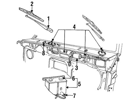 1994 Ford Explorer Windshield - Wiper & Washer Components Diagram
