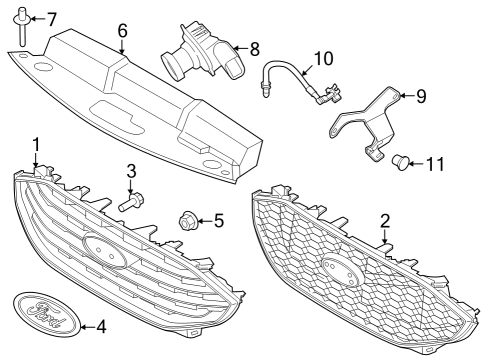 2020 Ford Edge Grille & Components Diagram 2 - Thumbnail