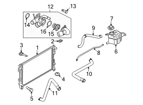 2009 Ford Taurus X Radiator & Components Diagram