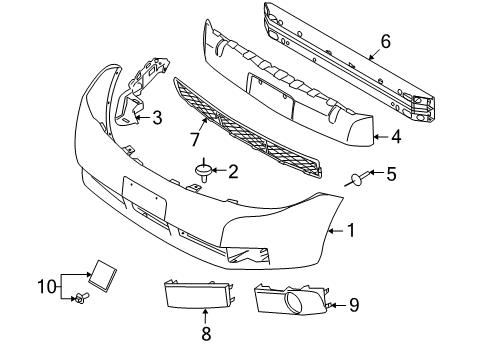 2011 Ford Focus Front Bumper Diagram 1 - Thumbnail