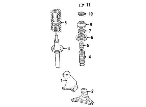 2002 Mercury Cougar Front Suspension, Control Arm, Stabilizer Bar Diagram 1 - Thumbnail