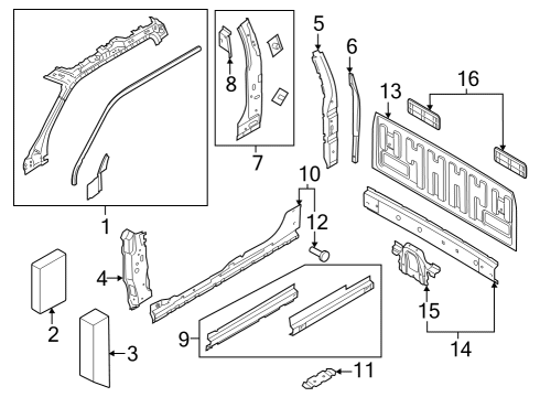 2023 Ford F-250 Super Duty Back Panel, Hinge Pillar Diagram 3 - Thumbnail