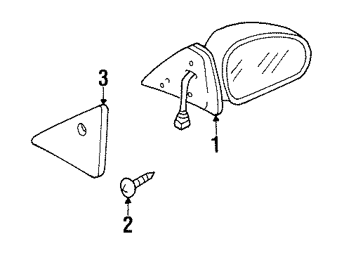 1999 Mercury Tracer Mirror Outside, Rear Outer Passenger Side Diagram for F7CZ-17682-AA