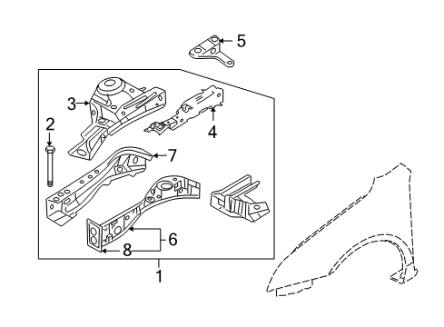 2010 Mercury Milan Outer Rail, Front Passenger Side Diagram for 9E5Z-5410218-A