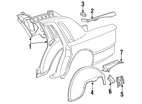 1991 Lincoln Town Car Inner Wheelhouse, Rear Driver Side Diagram for F8AZ-5427887-AA