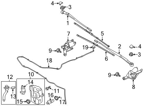 2016 Ford Escape Washer Pump Grommet, Front Diagram for CV4Z-17B610-A