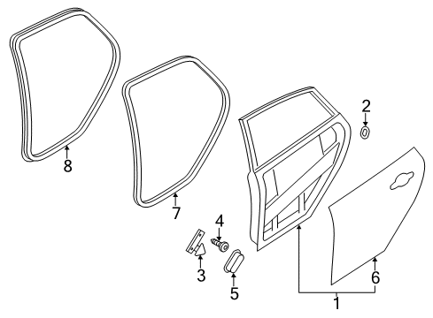 2017 Ford Focus Rear Door, Body Diagram 3 - Thumbnail