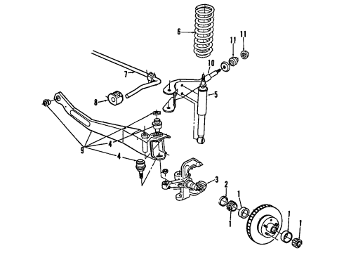 1994 Ford Ranger Front Suspension Components, Stabilizer Bar Diagram 3 - Thumbnail