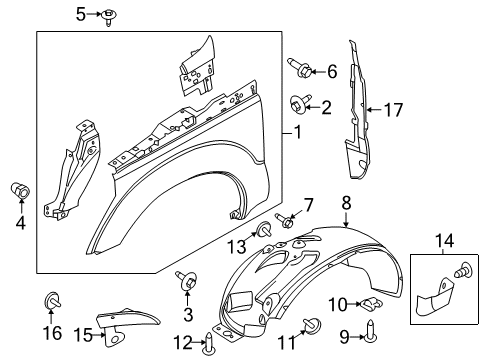 2016 Ford F-250 Super Duty Fender, Front Driver Side Diagram for BC3Z-16006-A