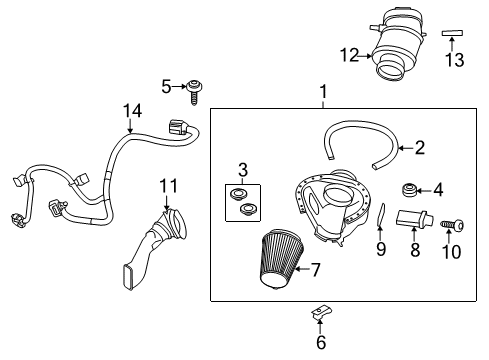 2013 Ford Mustang Air Cleaner Diagram for DR3Z-9A600-A