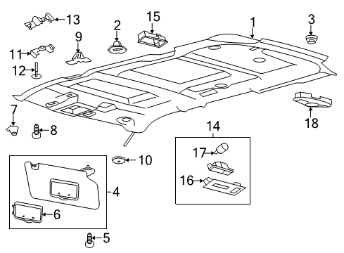 2016 Ford Explorer Reading Lamp Assy, Front Passenger Side Diagram for DB5Z-13A701-A