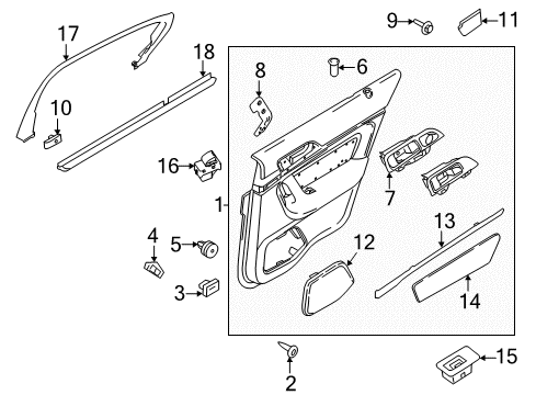 2014 Lincoln MKS Interior Trim - Rear Door Diagram