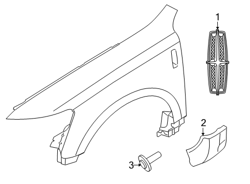 2012 Lincoln MKT Exterior Trim - Fender Diagram