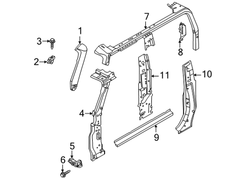 2023 Ford Bronco Hinge Pillar Diagram 1 - Thumbnail