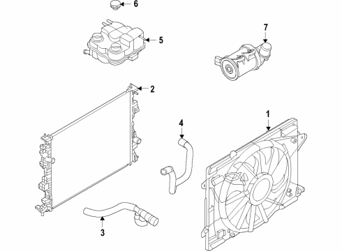 2021 Lincoln Corsair Fan Assembly, Front Diagram for LX6Z-8C607-A