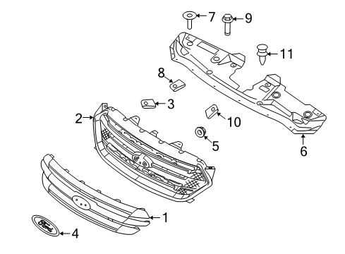 2014 Ford Taurus Grille & Components Diagram 1 - Thumbnail