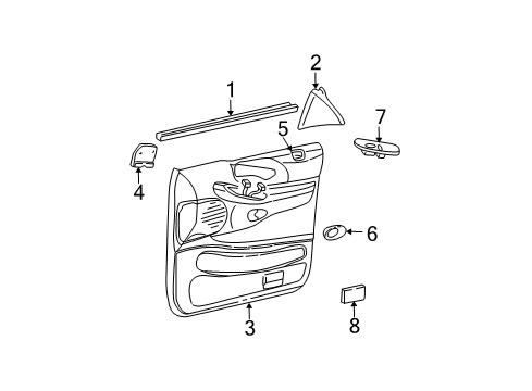 2000 Ford Expedition Interior Trim - Front Door Diagram