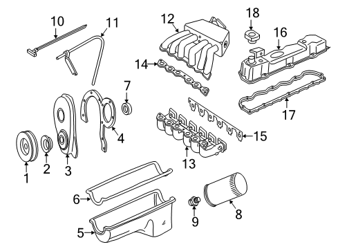 1994 Ford E-350 Econoline Club Wagon Engine Parts & Mounts, Timing, Lubrication System Diagram 5 - Thumbnail