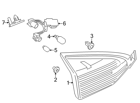 2017 Ford Fiesta Tail Lamp Assembly, Rear Inner Passenger Side Diagram for D2BZ-13404-D