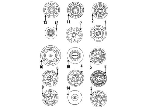 1991 Ford Explorer Wheel Cap Diagram for F1TZ-1130-A