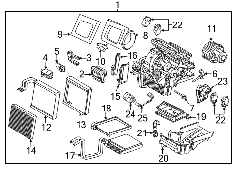2016 Lincoln MKC A/C Evaporator & Heater Components Diagram