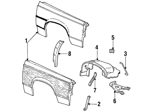 1985 Ford LTD Fender & Components Diagram 3 - Thumbnail