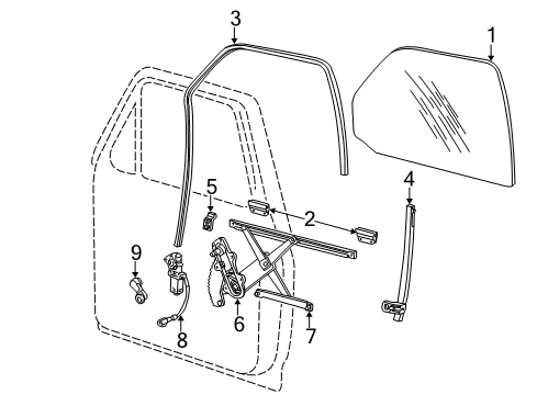 1999 Ford Explorer Door - Glass & Hardware Diagram