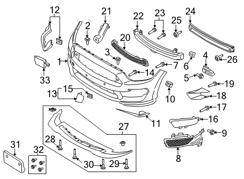 2020 Ford Mustang Impact Bar, Front Diagram for FR3Z-17757-C