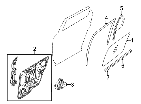 2009 Ford Taurus X Rear Door - Glass & Hardware Diagram