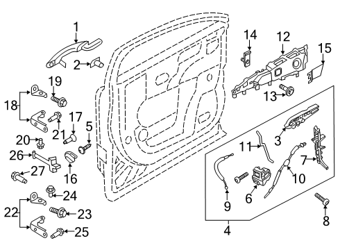 2020 Lincoln Nautilus Front Door - Lock & Hardware Diagram