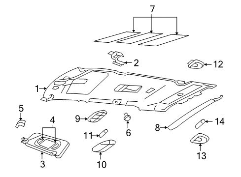 2002 Ford Explorer Sunvisor, Driver Side Diagram for 1L2Z-7804105-JAA
