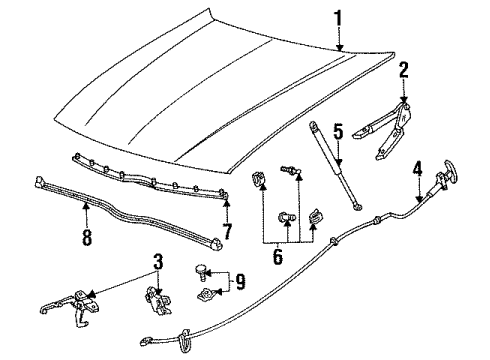 1993 Mercury Sable Hood & Components Diagram