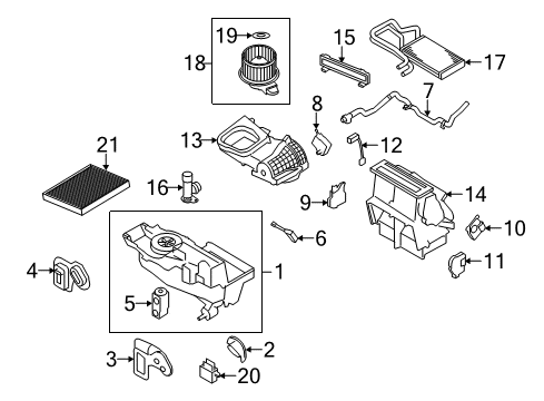 2013 Ford Flex A/C Evaporator & Heater Components Diagram 1 - Thumbnail